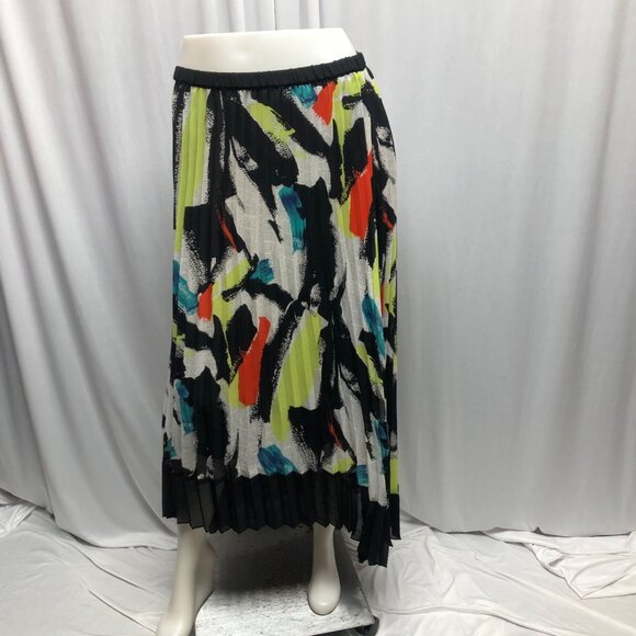 NY Collection Skirt Womens Size Small Abstract Pleated Asymmetrical Artistic - Picture 1 of 8